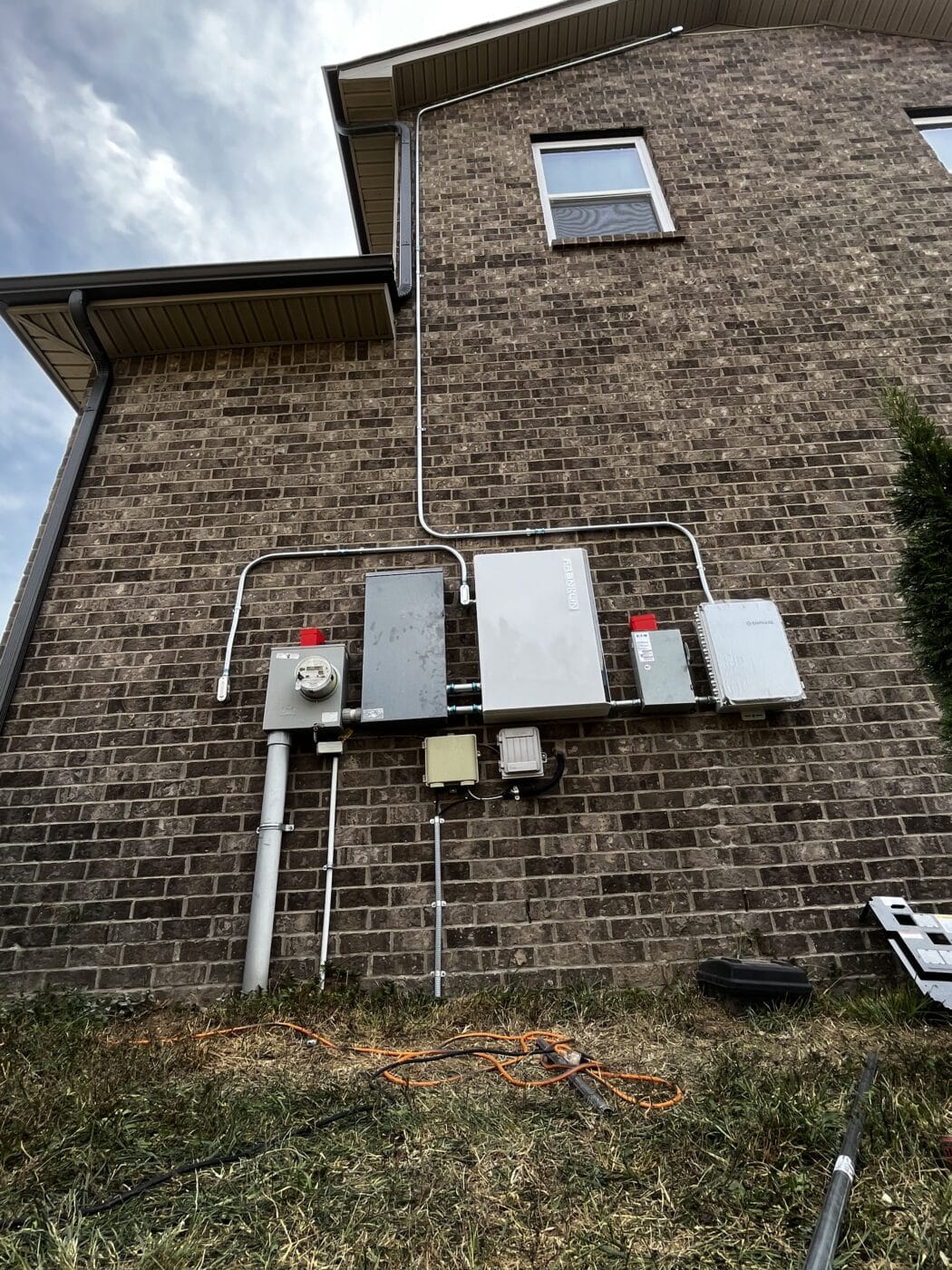 Solar Backup Batteries on Brick home