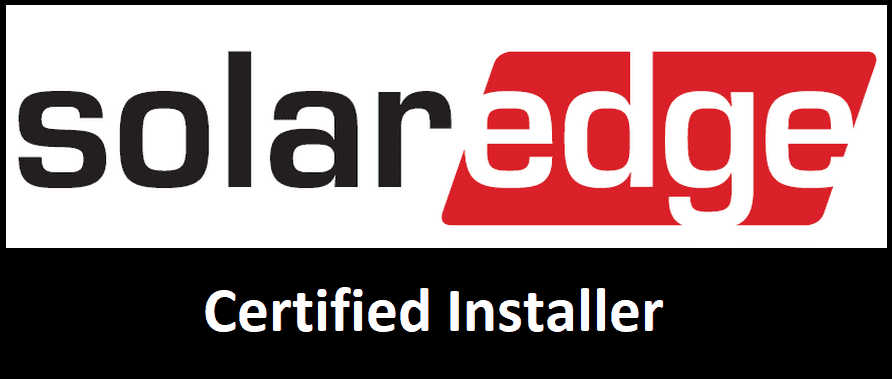 Logo of SolarEdge with text below that reads Certified Installer on a black background.